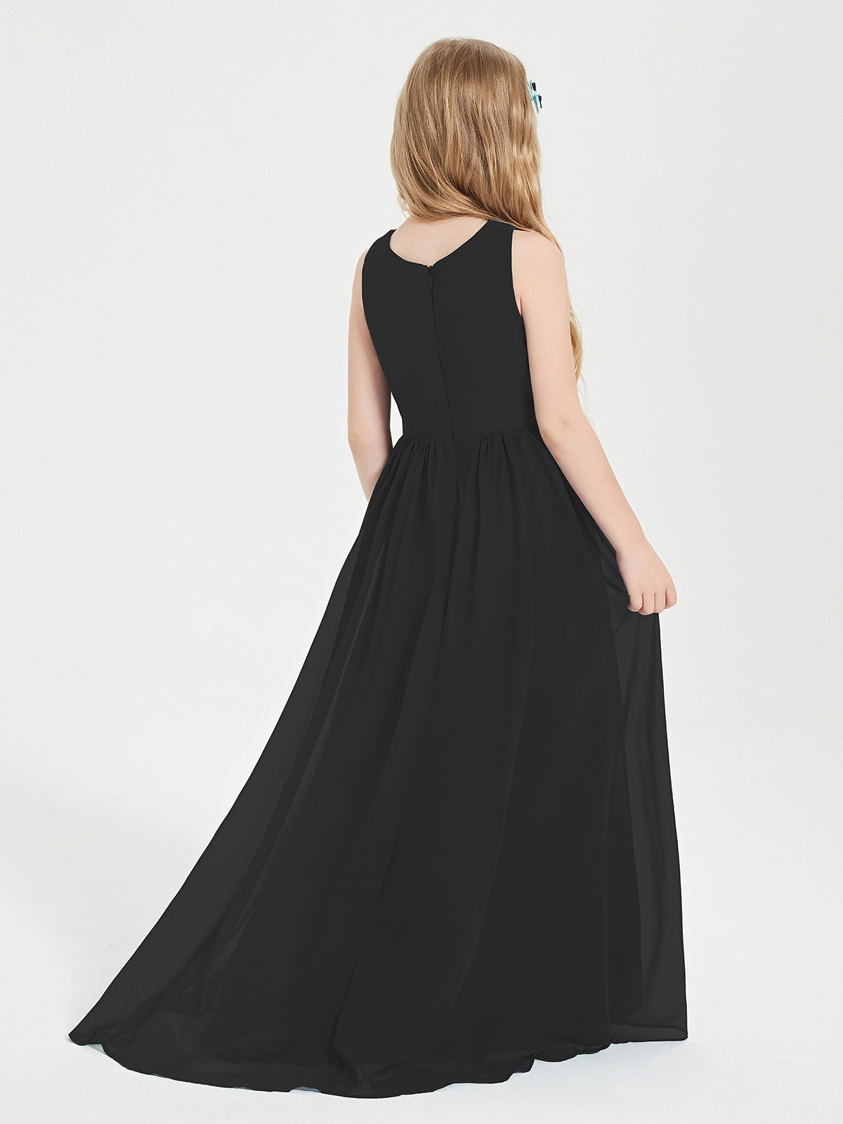 Asymmetrical Junior Bridesmaid Dresses with Scoop Neckline Black